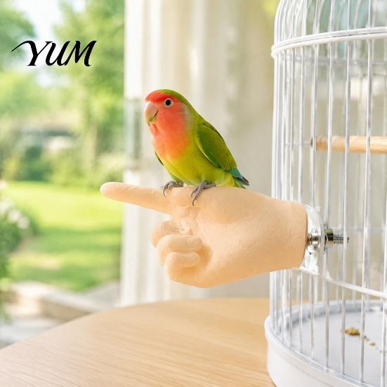 Cage Mount Bird Perches Hand-Shaped Parrot Perch Stand, Non-Slip Easy Install Stand Perches, Desensitization Interactive Training Toy, Accessories