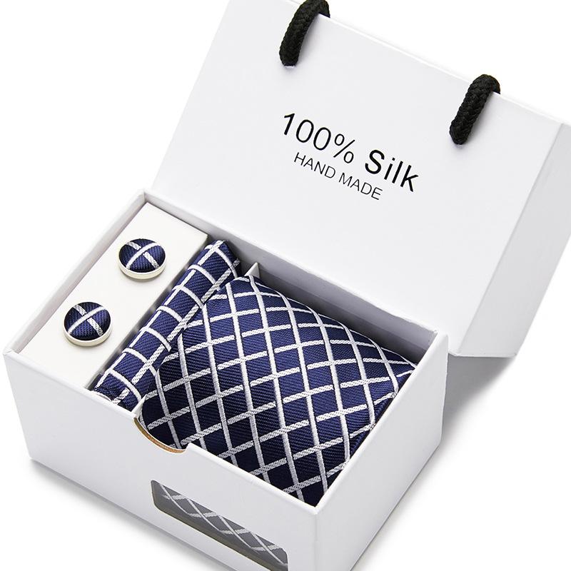 Men'S Tie Gift Box 5-Piece Set Tie Pocket Towel Scarf Cuff