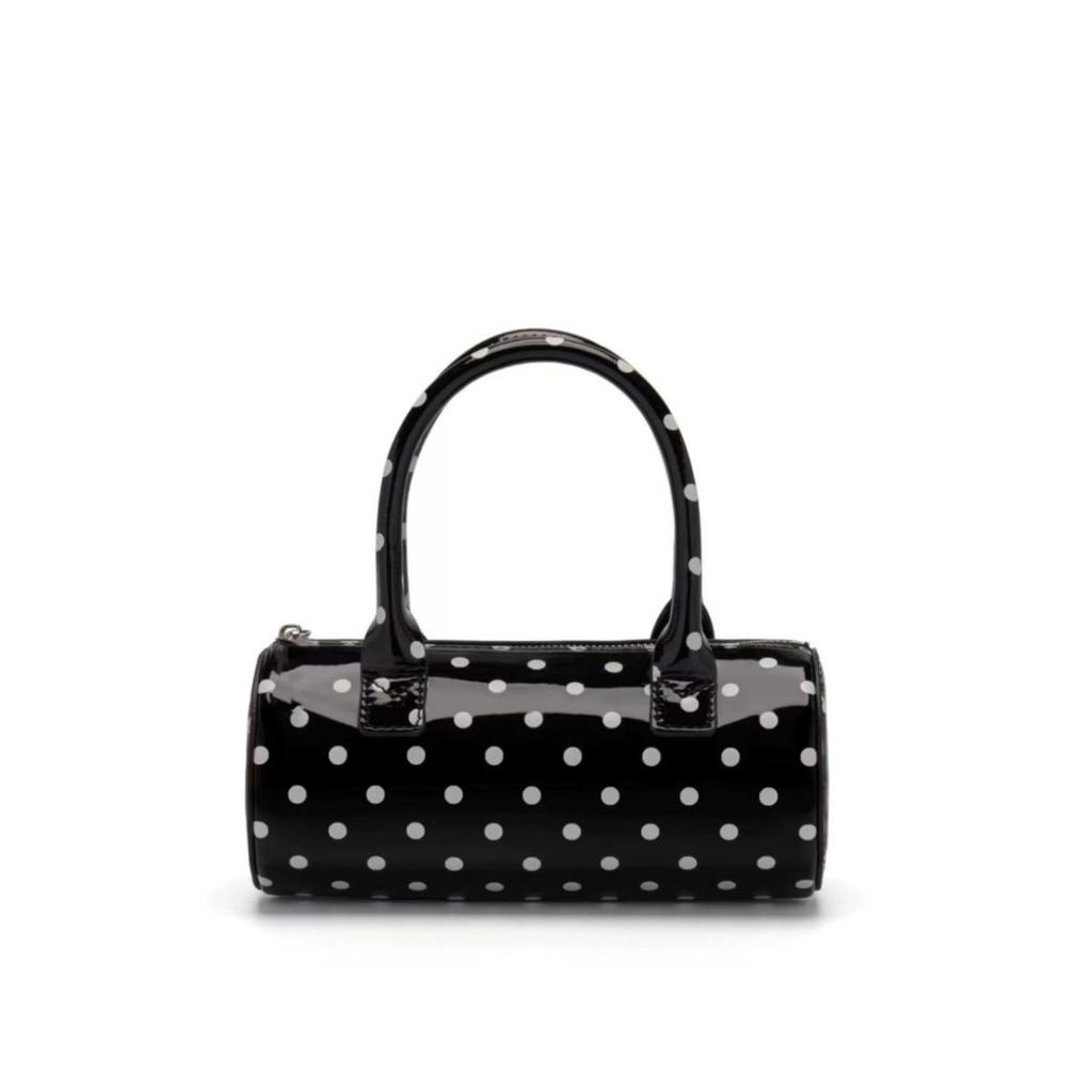 Korean Style Polka Dot Cylinder Handbag Sweet Cute Soft Fashion Women Boston Bag Ladies Leather Unique Shoulder Crossbody Bag