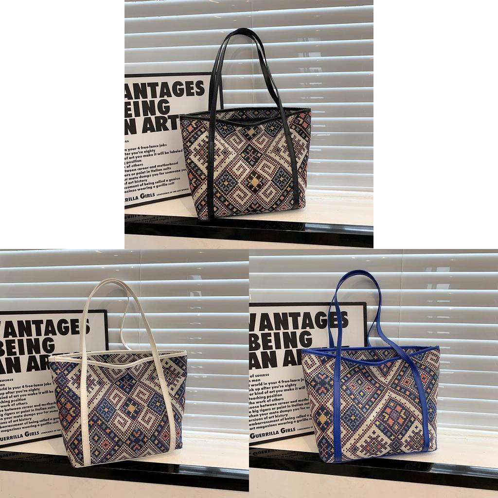 Pu Large Tote Bag For Women With Printed Design And Multiple Pockets For Daily Use