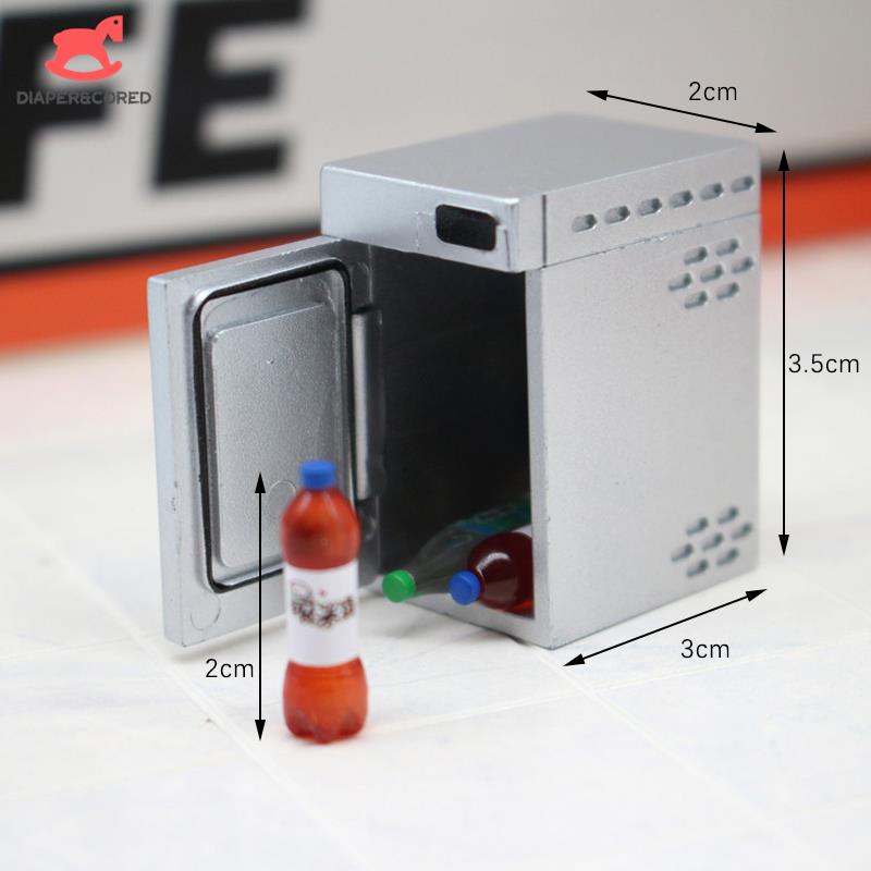 New 1/12 Dollhouse Refrigerator With Drinks Bottle Dollhouse Miniature Kitchen Decor Dolls House Scene Accessories