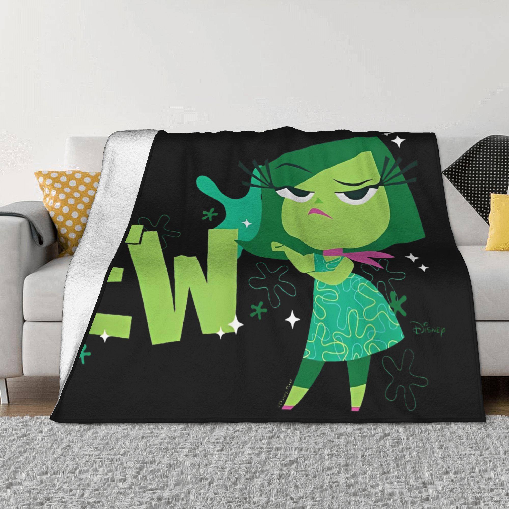 

Inside Out 2 Disgust Emotion Character EW Knitted Blankets Flannel Cartoon Super Soft Throw Blanket Home Couch Plush Thin Quilt 30x40in