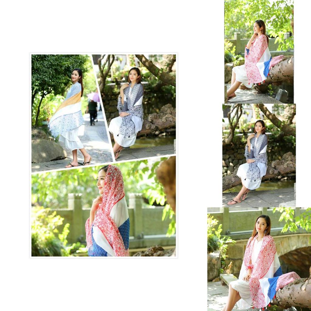 Ethnic Style Shawl For Women Lightweight Summer Scarf With Print Design For Travel And Beach