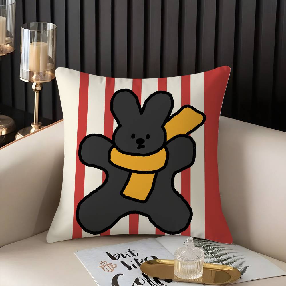 Pillow Case Happy Dog Home Dorm Chair Back Short Plush Double-Sided Printing Office Nap Time Cushion Cover