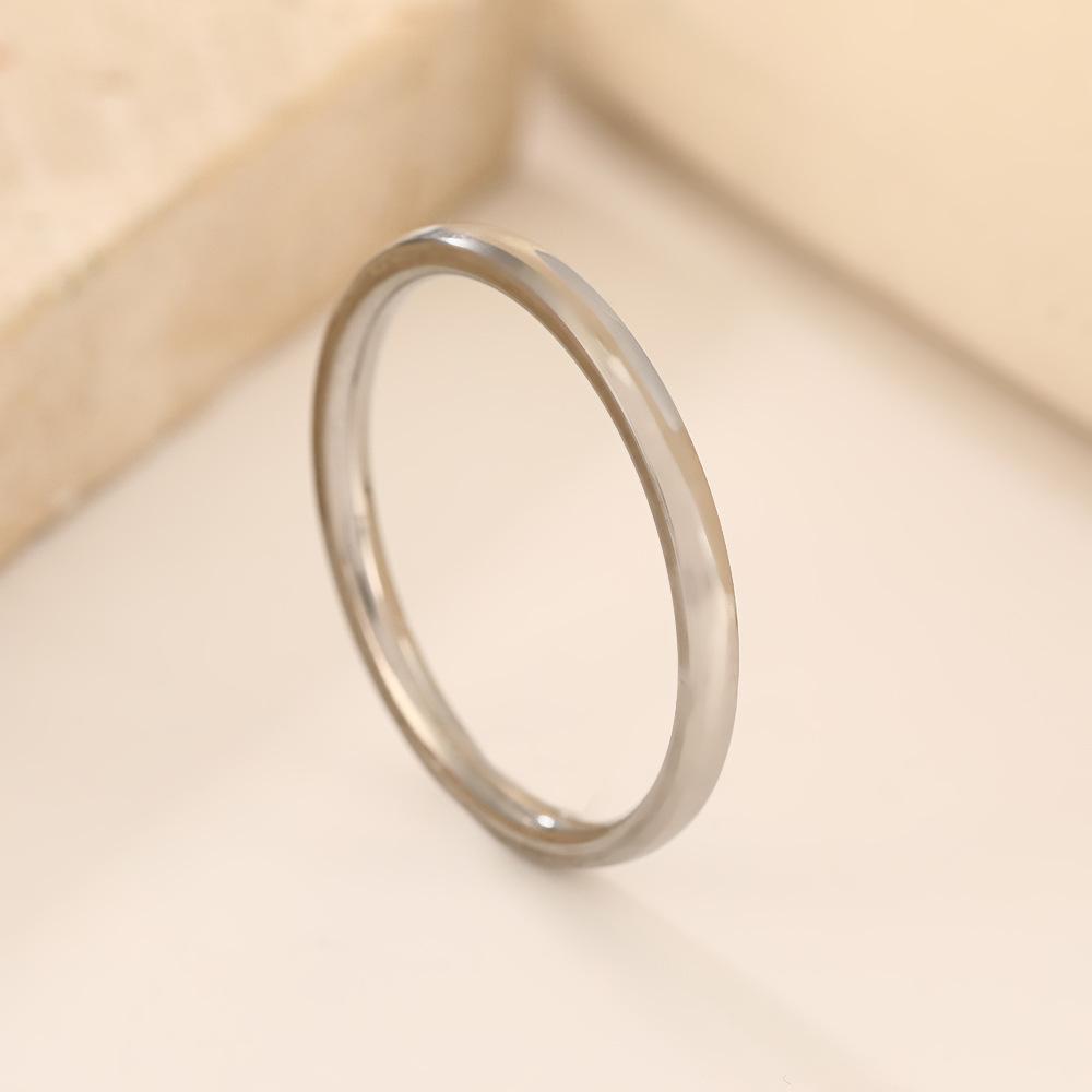 

2mm Wide Ring Women Men Stainless Steel Black Rose Gold Color Minimalist Smooth Trendy Rings Couple Zircon Gift Wholesale 6