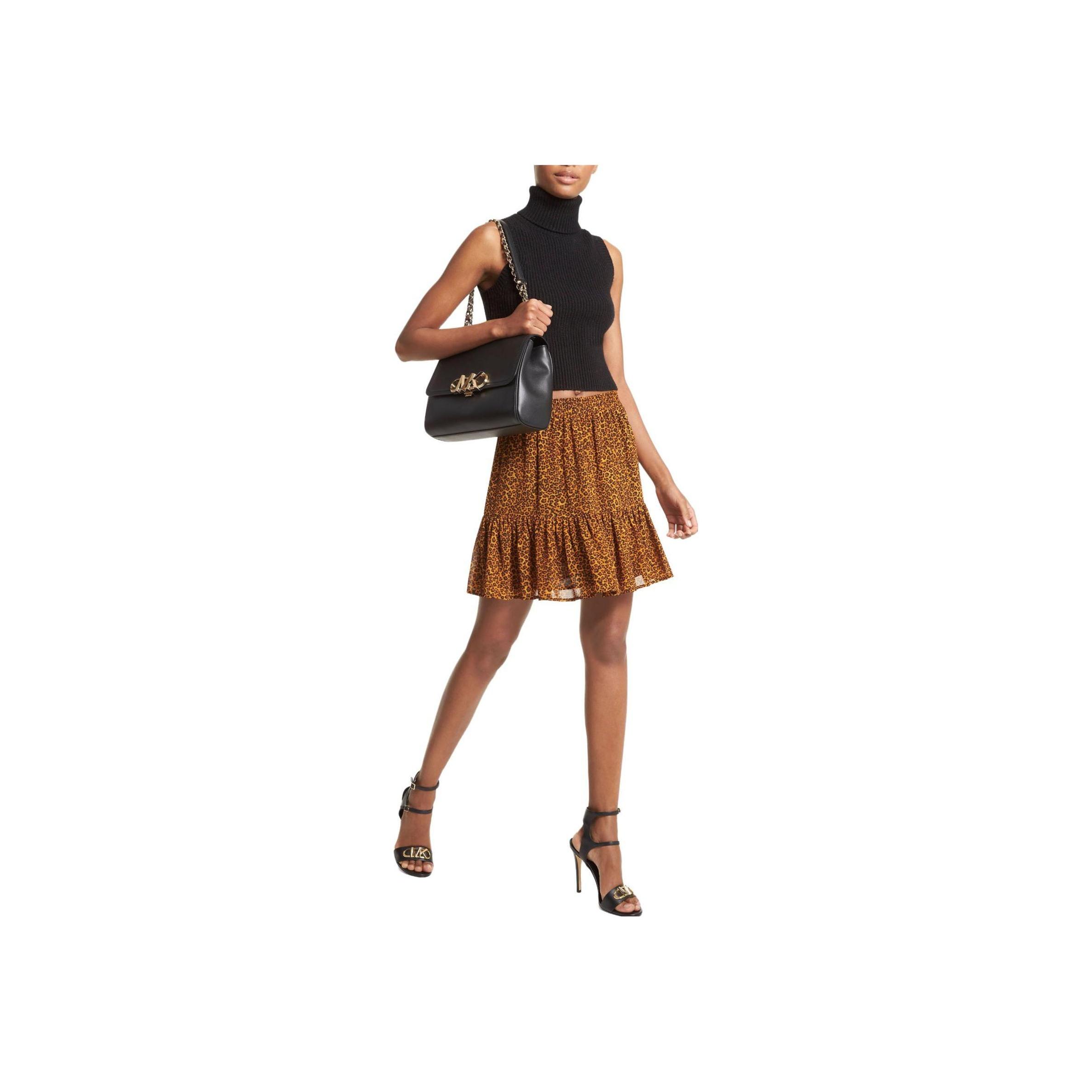 Michael Kors Ss23 Animal Print Mid-Rise Short Skirt Women skirts Yellow MF2703P6S2-794 M