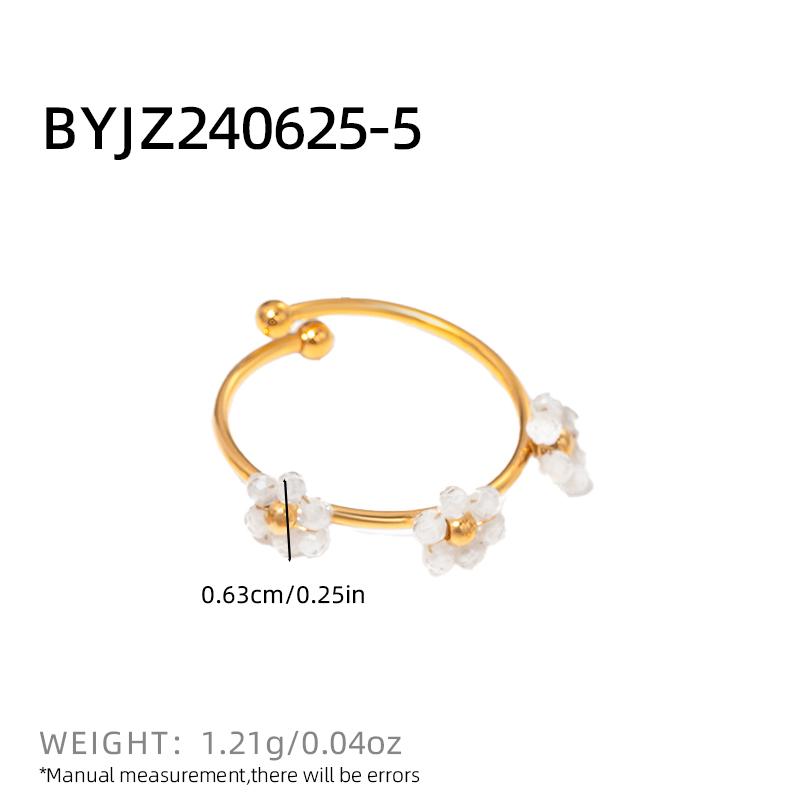 

multi-colored Zircon Flower Rings for Women Stainless Steel Jewelry Female Summer Accessories Open Adjustable Couple Rings Gift