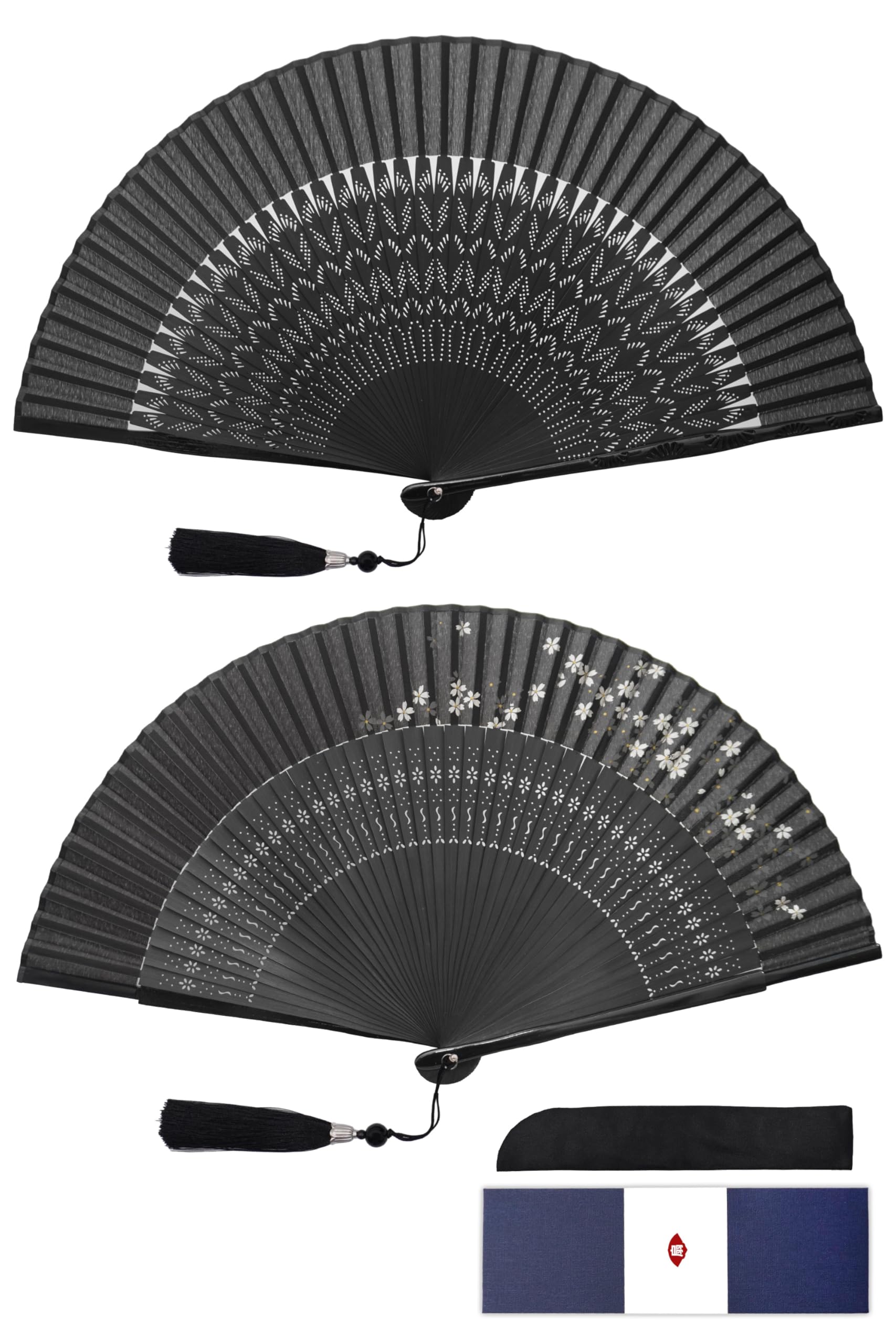 

GOKEI Складной шелковый премиум шелк и бамбук летний настоящий шелк подарочная коробка черный коричневый ажурный идеально для лета фейерверки японский стиль японский