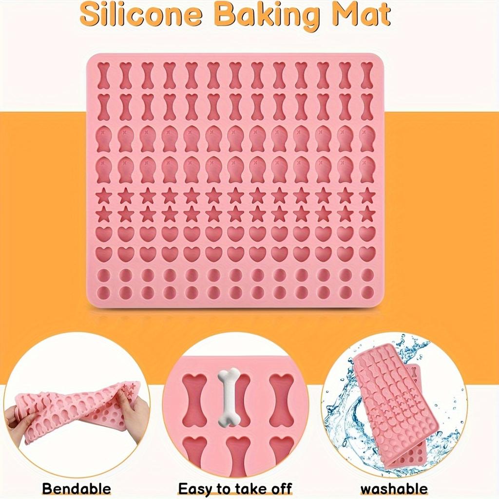 2 Pieces Silicone Dog Treat Molds: BPAFree Baking Mat with 5 Shapes 130 Grids for DIY Dog Biscuits and Treats
