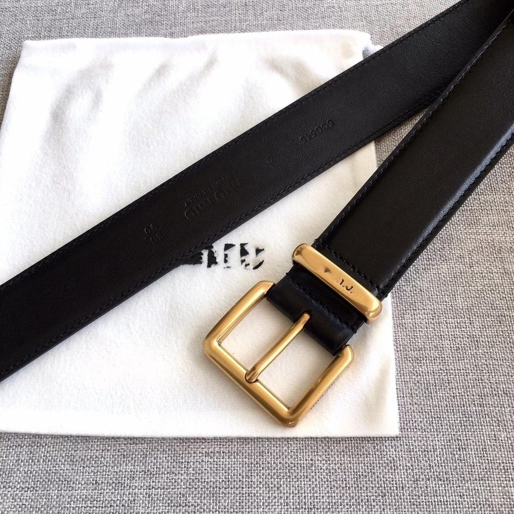 New 3.5cm high-quality first-layer cowhide MIU belt decorative buckle with jacket pants leather belt