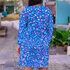Women Plus Size V Neck Long Sleeve Red Floral Printed Fitted Straight Hem Dress