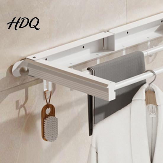 Pressure-resistant Clothes Rack Wall Hanger Foldable Drying Reinforced Material Mounted Laundry Clothing Double Pole