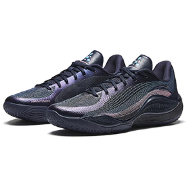 Anta 3 Point Rain 3 LOW Dark Night Storm Cushioning Rebound Abrasion Resistant Slip Resistant Low Top Basketball Shoes 912611606-3