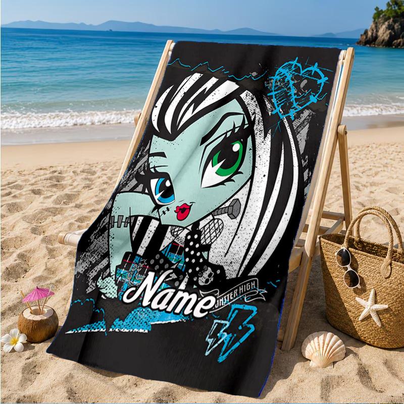 Custom Name Monster High Winter Fantasy Beach Towel Microfiber Beach Towel, Lightweight and Quick-Dry, for Summer Travel, Swimming Pool Gift