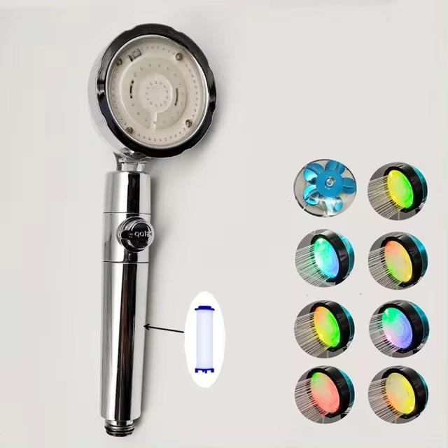 Soffione Doccia LED Anionico Pioggia SPA Controllo Temperatura Soffione Doccia Pressurizzato Risparmio Idrico 3/7 Colori Portatile Bagno Doccia