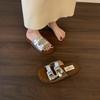 Fashion 2025 New Summer Fashion Open Toe Breathable Women Slippers Outdoor Casual Beach Low Heels Sandals Classical Buckle Slippers