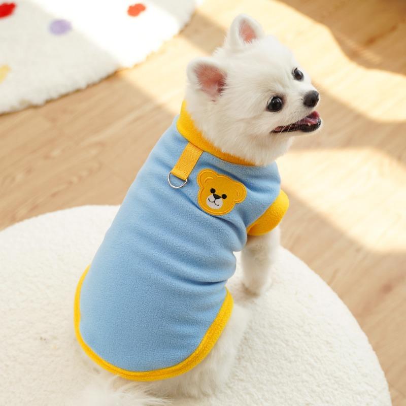 Pet British Short and Medium-sized Dog and Cat Clothes for Autumn and Winter Fleece Can Be Used To Leash Cats