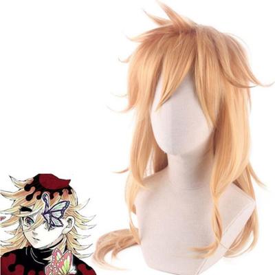 77cm anime demonio asesino: Kimetsu no Yaiba Douma Cosplay peluca larga rubia resistente al calor peluca de pelo sintético
