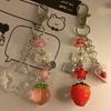 Strawberry and Peach Matching Keychain Bow Cake Star Pendant Charms Backpack Decoration Handmade Jewelry Accessories
