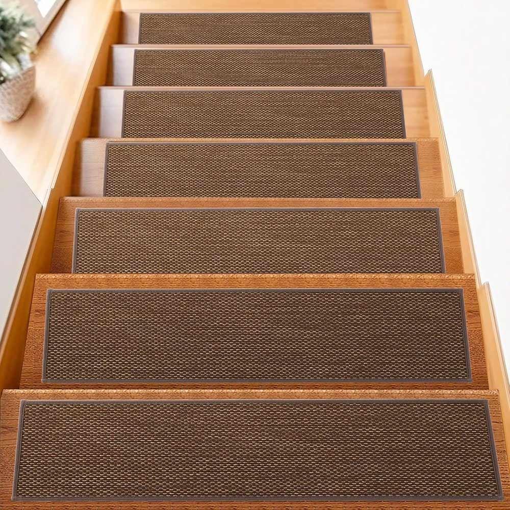 Creative Imitation Linen Stair Treads Non-Slip Washable Floor Mat Water Absorption Noiseproof Stair Carpet Household Use
