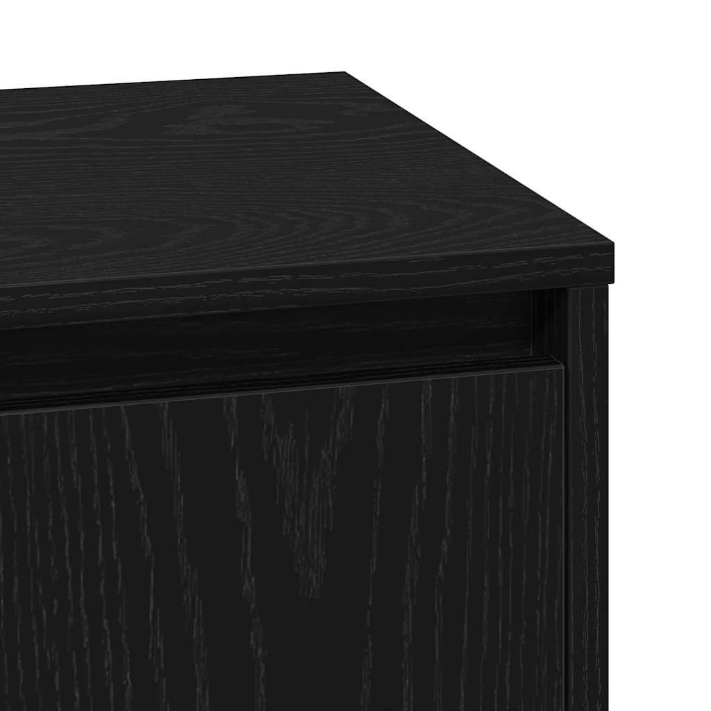 Nightstand Black Oak Effect 39 x 34.5 x 50 cm Engineered Wood