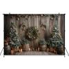 Christmas Tree Backdrop Ball Pentagram Children Kid Wood Wall Backgrounds For Photographs Shooting Props Decoration Photo Studio
