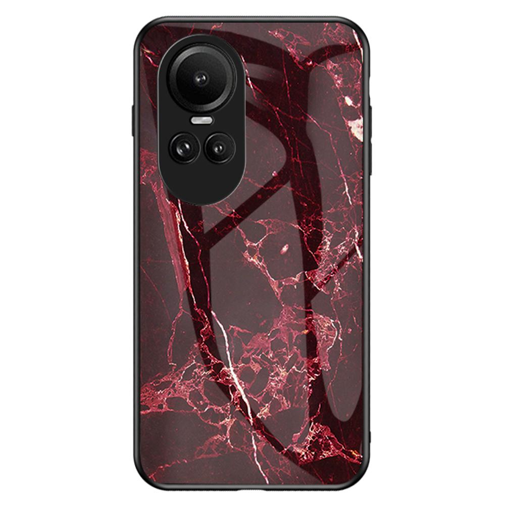 

Tempered Glass Phone Case for Oppo Reno10 5G (Global)/Reno10 Pro 5G (Global),PC+TPU Anti-Scratch Marble Pattern Cover Blood Red Marble
