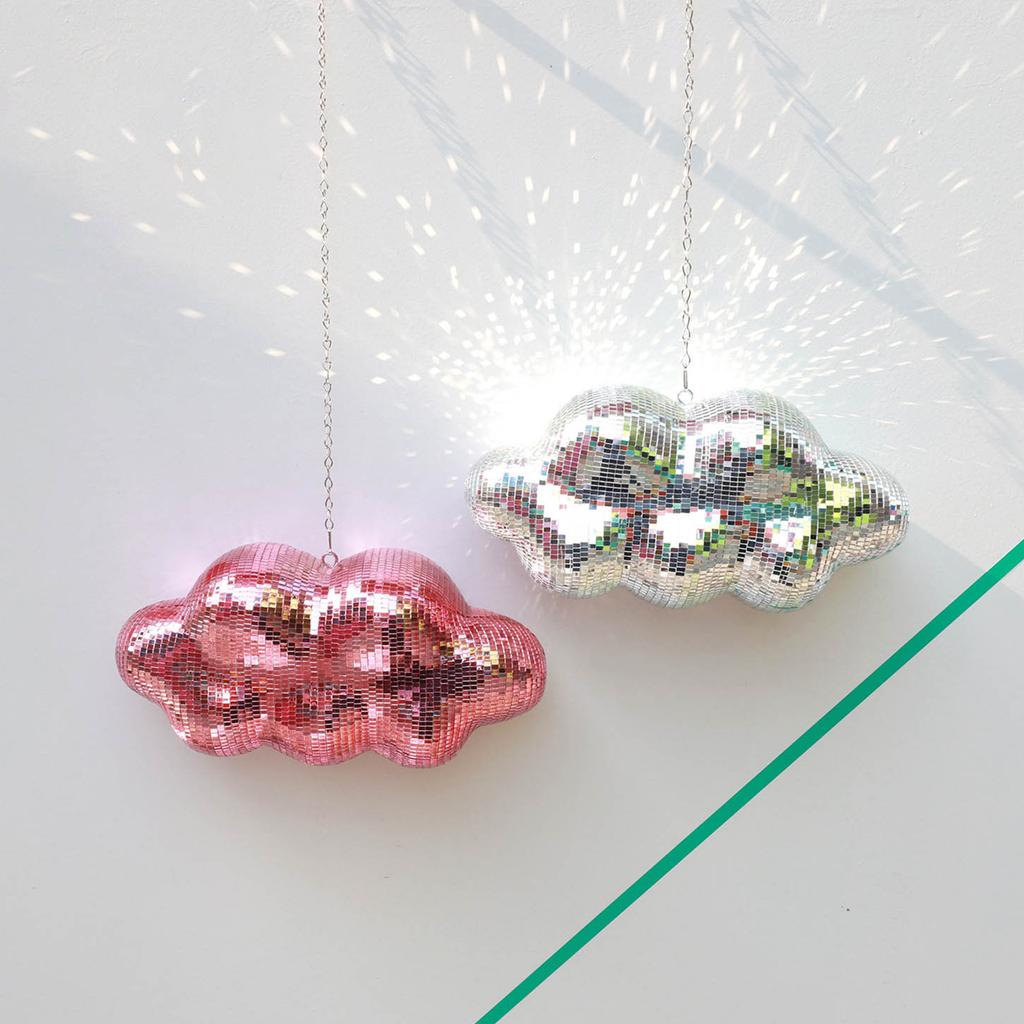 Retro Cloud Shape Discos Balls Hanging Ornament Reflective Mirror Balls with Chain for Festival Parties and Event Decors