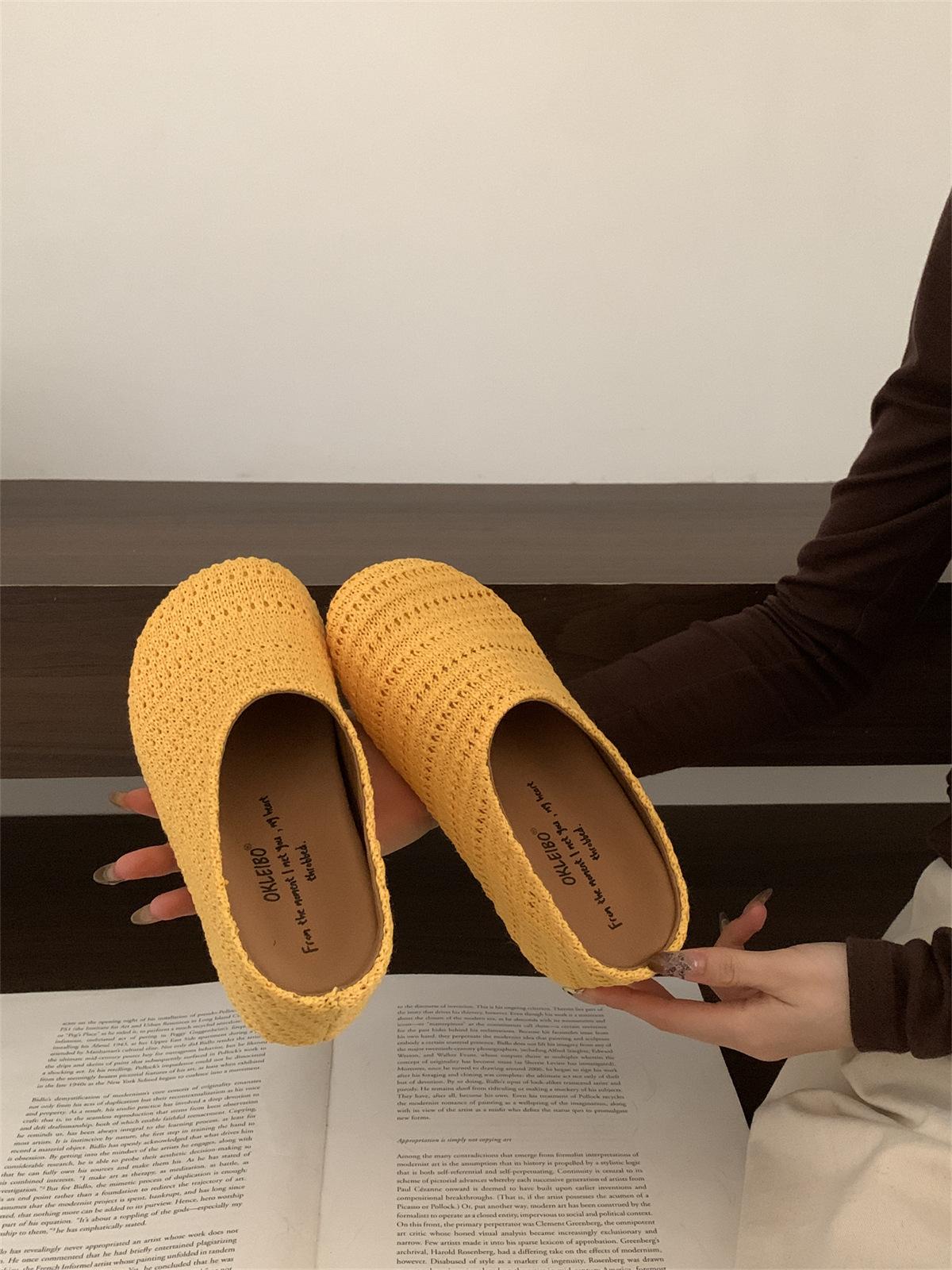 Нишевые плетеные вручную полушлепанцы баотоу женские летние 2025 новые богемные на толстой подошве шлепанцы Birkencool 35