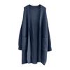 Women's Solid Color Long Sleeved Knee Length Knitted Cardigan, Lazy Trend, Medium Long Hair Jacket
