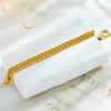 Gold Plated Double Layer Curb Chain Bracelet, Dainty Adjustable Miami Cuban Link for Women, Trendy Streetwear Jewelry