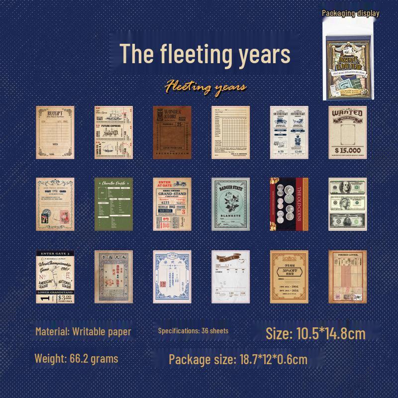 Yuxian A Piece of Time Tearable Retro Journal Card for DIY Decoration