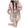 2025 New Korean Style Pink Hooded Sweatshirt & Cardigan for Women - Lightweight, Loose-fit for Early Autumn/Spring