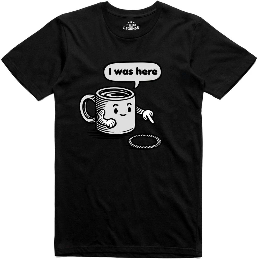 Funny Unisexs T Shirt Coffee Tea Ring Stain Design Cotton Unisex Black T Shirt