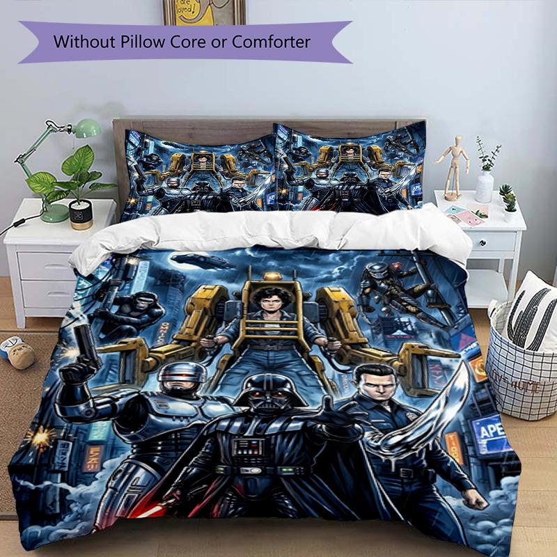 3pcs Duvet Cover Set (1*Duvet Cover + 2*Pillowcase, Without Core),Superheroes Print Bedding Set, Bedroom Decor, All‑Season, Birthday Gift