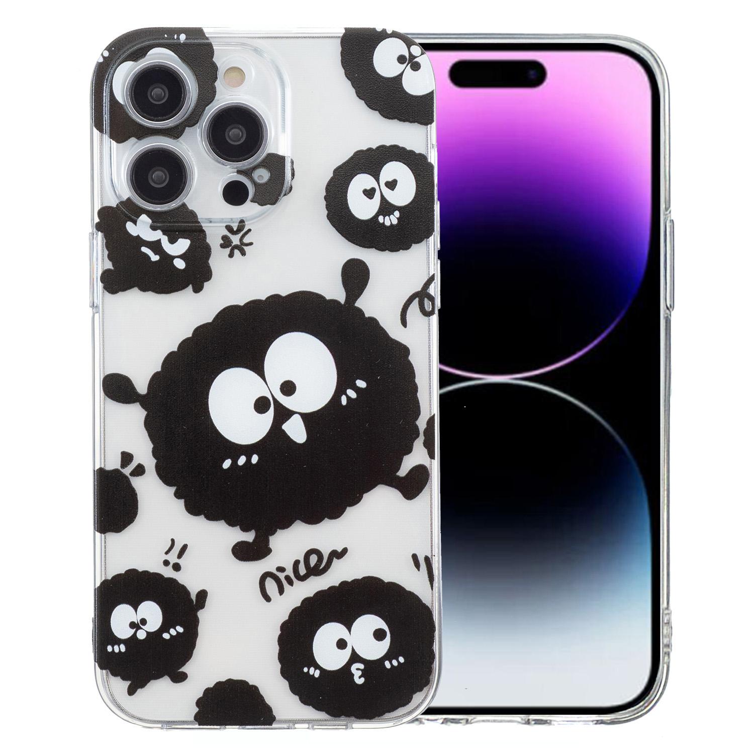 

For iPhone 14 Pro Case Pattern Printing Anti-Scratch TPU Phone Cover Black Briquette