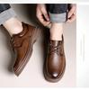 New Designer Cow Leather Shoes for Men Fashion Casual Lace Platform Shoes Male Solid Color Spring Autumn Work Shoe Man