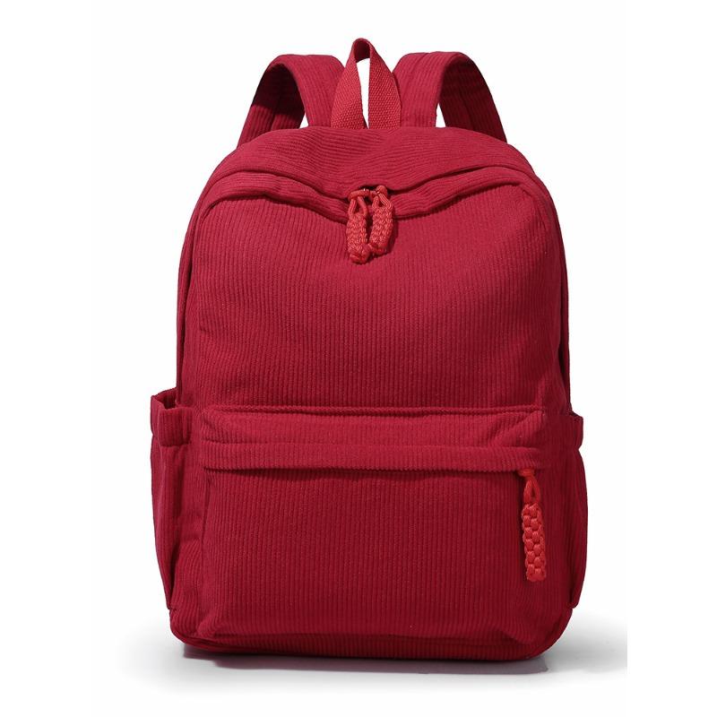 Spring Corduroy Small Backpack Female New College Student Backpack Casual Versatile Large Capacity Travel Backpack