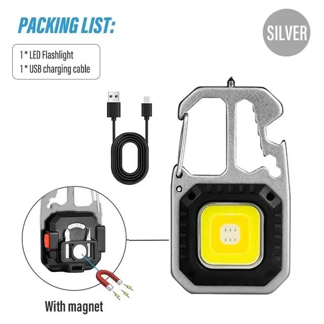 KDULIT Mini LED Keychain Flashlight COB Night Light Portable USB Charging Camping Lamps for Work Outdoor Hiking Fishing Lighting