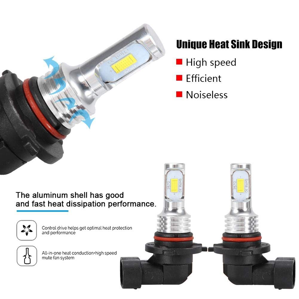 H10 9145 Fog Light 80 8000K White LED Fog Light Highlight Universal Replacement Bulbs, 2-Pack, Bulbs, 12-24V