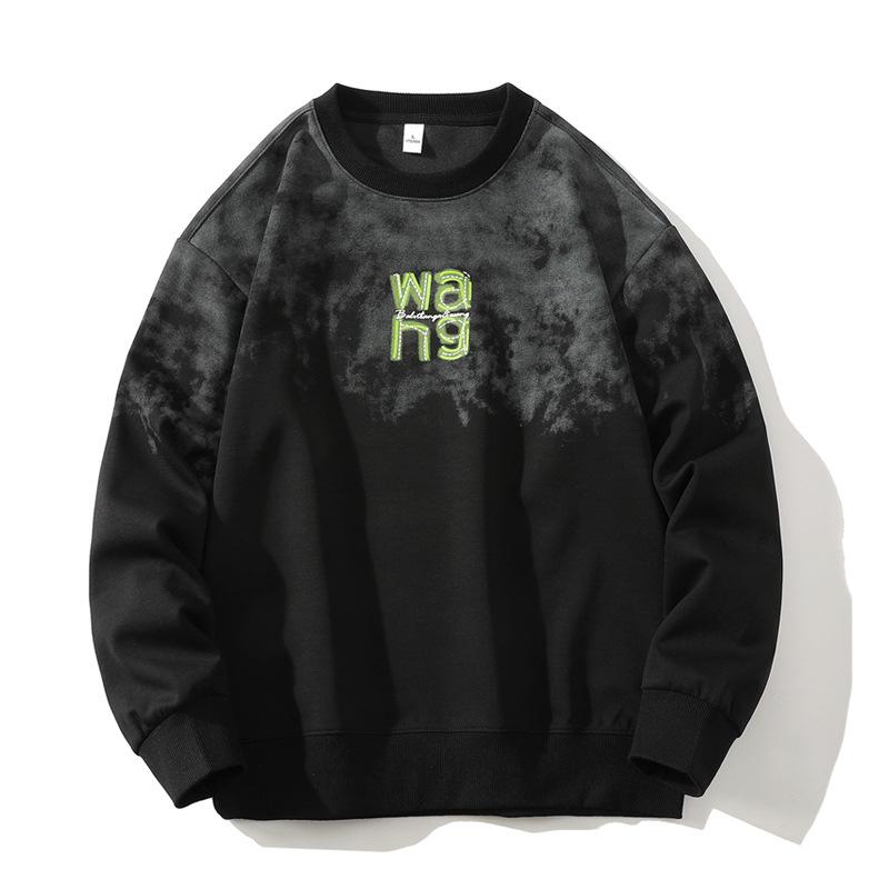 

Подростковая футболка с длинным рукавом для мальчиков, с круглым вырезом, осенний топ, осенняя одежда, ранняя весна и осень, повседневный свитер 4XL чёрный