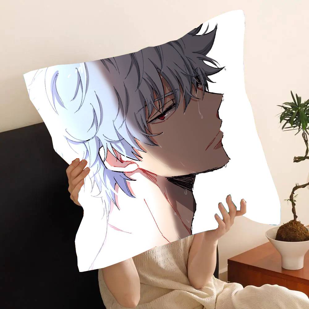 Anime Sakata Gintoki Pillow Case Fashion Square Pillowcase Bedroom Sofa Room Ins Decoration Leisure