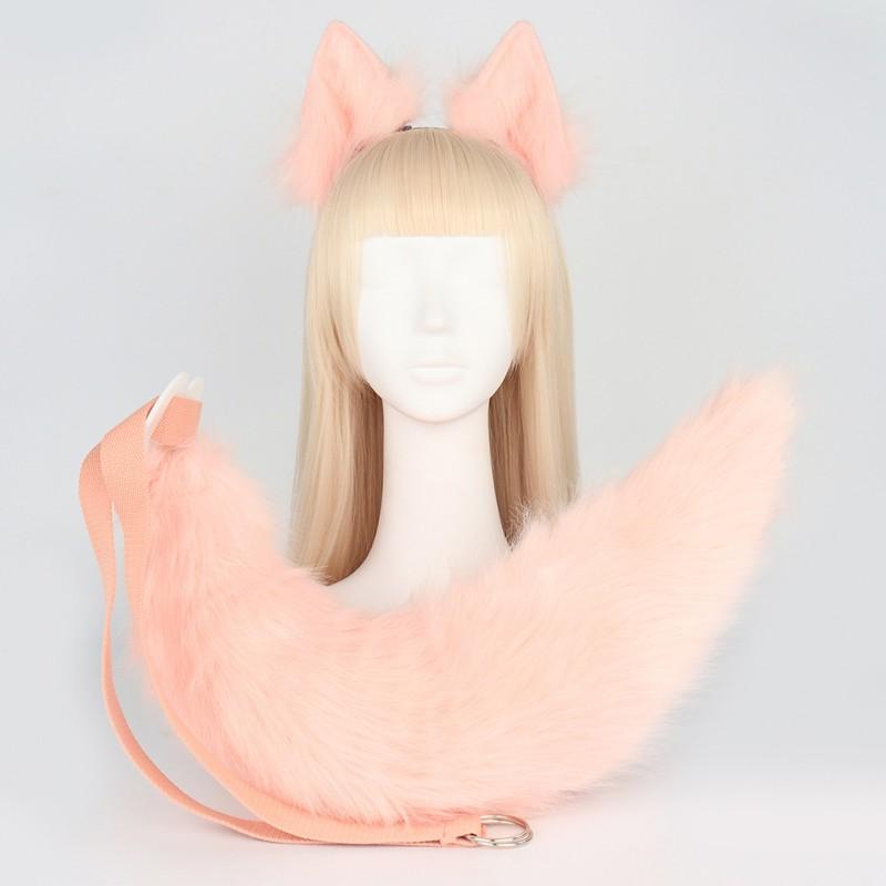 Felliges Tierohr-Schwanz-Set Cosplay Anime Kostüm Fuchs Wolf Ohren Accessoire Plüsch