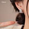 14k real gold electroplated C-shaped zircon pearl stud earrings exquisite and elegant court style earrings earrings women