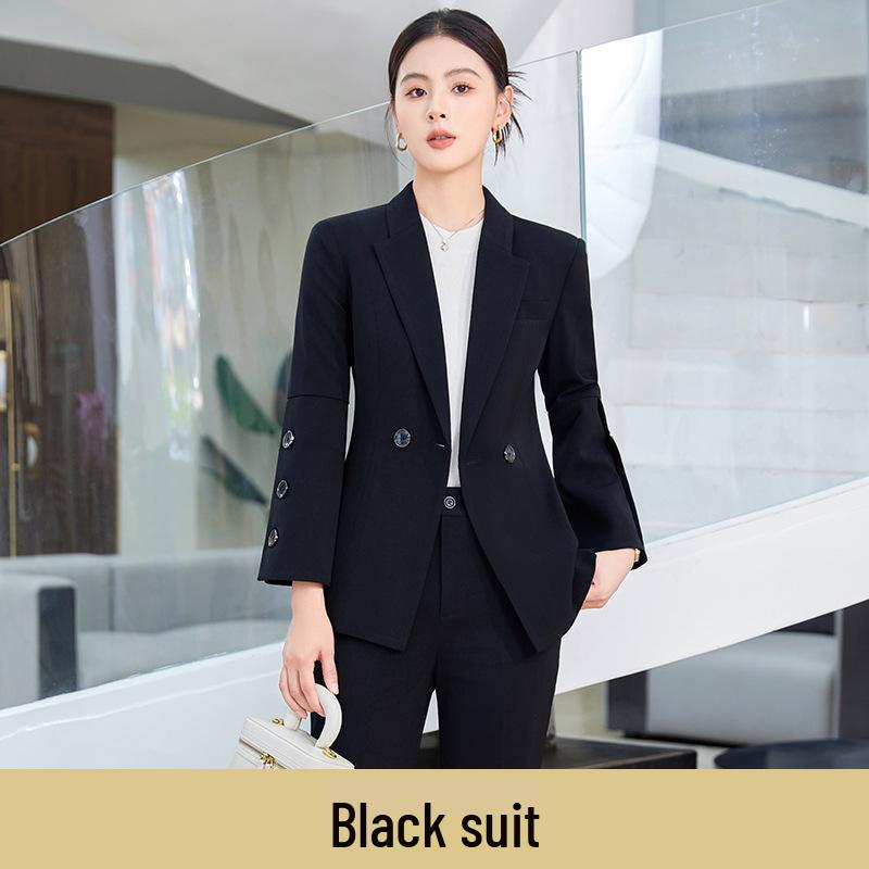 Women's Elegant Autumn/Winter Two-Piece Suit Set: Goddess Style Host with Wide-Leg Pants