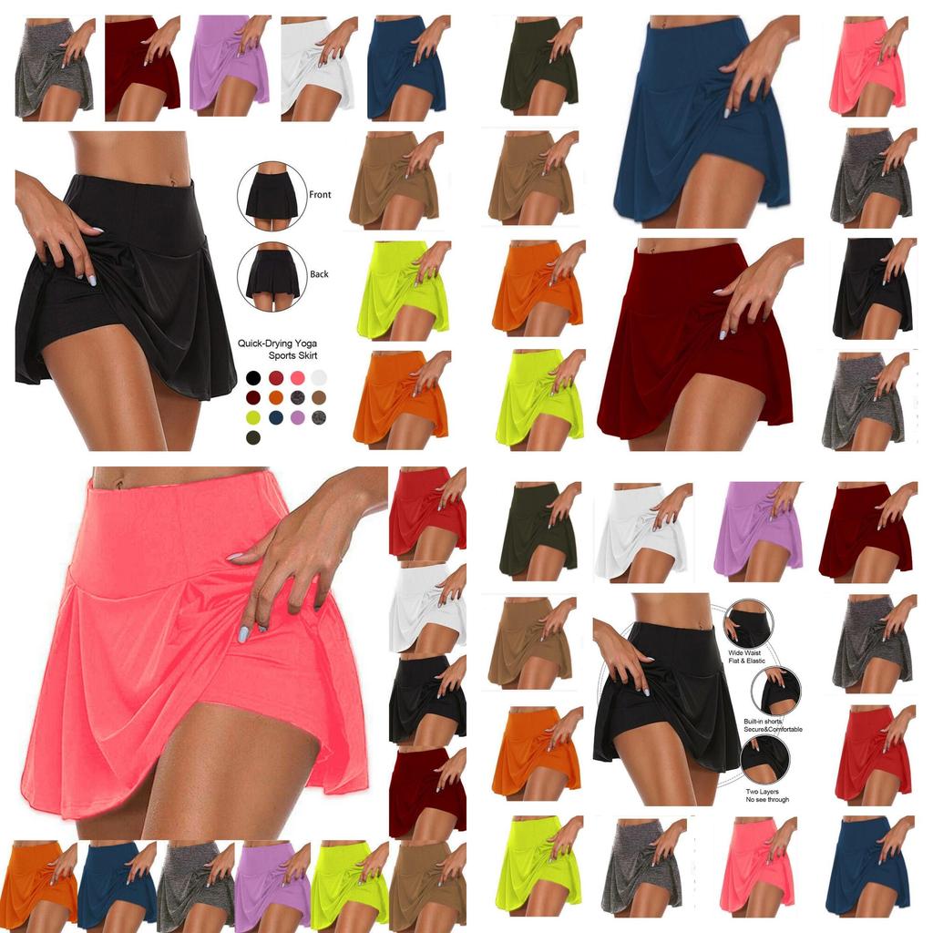 2023 Basic Estivo Donna Monocolore Due Pezzi Leggings Finti Pantaloncini Disponibili In 13 Colori