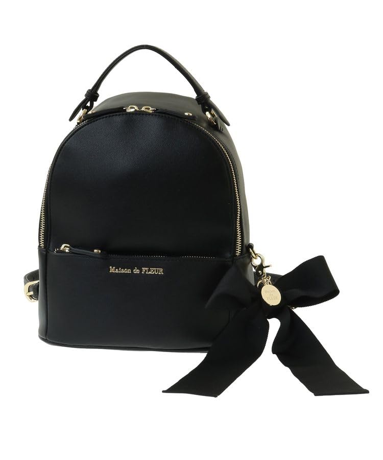 

de Backpack Ribbon M Backpack for Black [Maison Fleur] Women, чорний