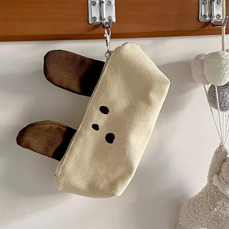 Cute Dog Zipper Pencil Bag Creative Large-Capacity Stationery Case Multi-Function Canvas Storage Bag Student Stationery Bag