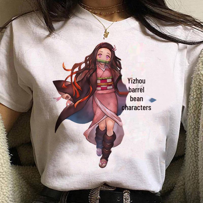 Demon Slayer Lässiges Kurzarm-T-Shirt aus Baumwolle im europäischen und amerikanischen Stil