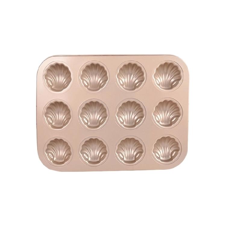 6/12 Cavity Baking Mold Nonstick Coating Carbon Steel Shell Shape Madeleine Tray Pan Even Heat Distribution Bakeware